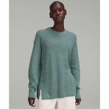 Lululemon Merino Teal Wool Blend Ribbed Crewneck Sweater 6 warm cozy lagenlook picture