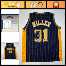Autographed Reggie Miller Blue Pinstripe Reprint Basketball Jersey XL - Men's Sp picture