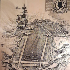 Vintage 1991 John Wills  USS Forrestal CVA-59 Cultured Marble Etching Plaque picture