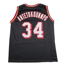 Autographed/Signed Giannis Antetokounmpo Miami Heat Black Jersey JSA COA picture