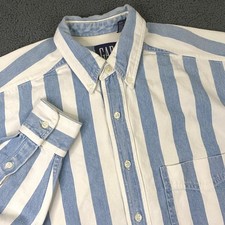 Gap Denim Shirt Mens Small Blue White Striped Button Down Retro Vintage 90s Y2K picture