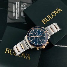 Bulova Marine Star Series C 98B301 Chronograph Blue Dial Quartz Men's Watch 45MM picture