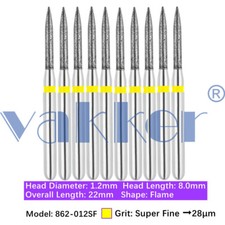 Vakker Dental Flame FG Diamond Burs 862-012SF Super Fine 10/pk picture