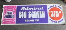 Vintage Admiral 2’x6’ Display Banner Sign - Big Screen Color TV Price Busters picture