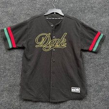 DGK Dirty Ghetto Kids Baseball Jersey Black Gold Embroidered Skate Streetwear picture