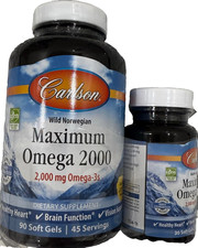 Carlson Wild Norwegian Maximum Omega 2000 Lemon 2,000 mg 90 + 30 Free Softgelsss picture