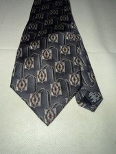 Vintage American Traditions 100% Silk Tie Navy Burgundy Geometric Made USA picture
