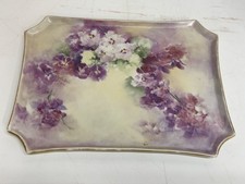 Antique William Guerin Limoges Porcelain Vanity Tray Hand Painted Violets Dec. picture