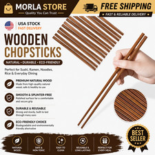 Elegant Reusable Wooden Chopsticks - 10 Pairs, Dishwasher Safe, Eco-Friendly picture