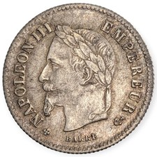 France 1867-BB Napoleaon III 20 Centimes Cents Eagles Strasbourg Silver Coin 5T picture