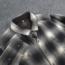 Kuhl Shirt Mens M Gray Plaid The Law Flannel Hiking Camp Outdoors Casual 7373 picture