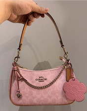 NWT Coach Teri Shoulder Bag Powder Pink Gold Signature Charms CEA20 picture