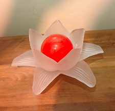 Vtg Italian Boutique Frosted Glass Lily Candle Holder/2.5