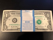 1995 One Dollar ($1) Bill Uncirculated Consecutive Sequential BEP Wrap - 1 Note picture