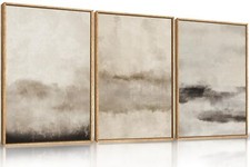 HPINUB Large Abstract Framed Canvas Wall Art Set,Minimalist Beige Gray Pastel... picture