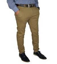 Mens Slim FIT Stretch Chino Trousers Casual Flat Front Flex Classic Full Pants picture