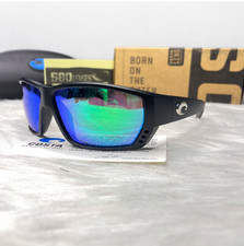 HOT TREND Costa Tuna Alley 580P Polarized Sunglasses Black Frame Blue Mirror NEW picture
