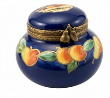 **NWOB** Limoges Peint Main Inkwell Dark Blue With Fruit Box W/ COA Gorgeous picture