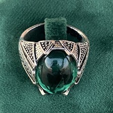Ancient Vintage Victorian Sterling Silver Ring Labradorite Stone - Size 9.5 picture
