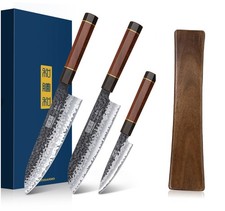 HOSHANHO 3 Pieces VG-10 Super Steel Knife Set with 16in Magnetic Knife Strips picture