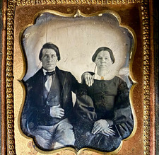 Antique Original Clear Glass Ambrotype Portrait Photograph of Couple circa 1860 picture