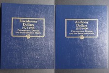 Set of 2 Whitman Eisenhower Anthony Dollars Coin Album Book P,D and SF 1971-1999 picture