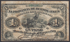 Argentina 1 Peso 01-01-1869 F-VF P. S481b, Banknote, Circulated picture