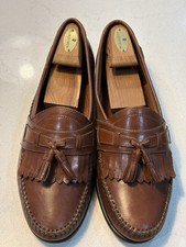 Vtg G H Bass Weejuns Shoes Brown Leather Layton Tassel Kiltie Loafers  11M picture