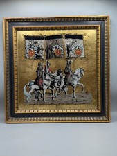 Vintage E.A. Riba Co. Medieval Knights Heraldic Gold Foil Wall Art Style 832 picture