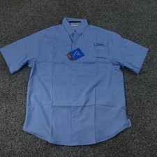 NEW Columbia Shirt Mens S Blue PFG Tamiami II Short Sleeve Fishing Button Up Top picture