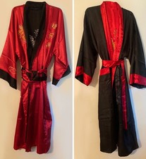 NEW Reversible Silk Kimono – Red & Black Embroidered Asian-Inspired. One size. picture