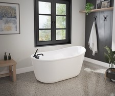 Finlay 58 x 32 AcrylX Freestanding End Drain Bathtub in White with White Skirt picture
