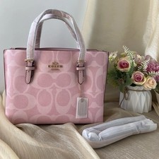 COACH CAL50 Mollie Tote Bag 25 Signature Canvas Pink Handbag Crossbody Outlet picture
