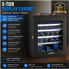 VEVOR Miniature Display Case Storage Box 5 Magnetic Trays Black Hobby Cabinet picture