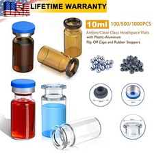 100/500/1000Pcs 10ml Clear Vials Headspace Vials Amber Glass Sample Vials w/ Cap picture