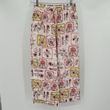 Joie Artsy Wide Leg Linen Pants Womens S Cottage Coastal Floral Lagenlook Boho picture