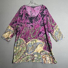 Ulla Popken Abstract Print Tunic Top Size 20/22 Abstract Print Purple Paisley picture