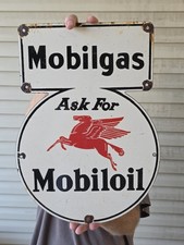 VINTAGE MOBILGAS PEGASUS PORCELAIN SIGN DEALERSHIP MOBIL MOBIOIL 16