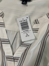Torrid Harper Georgette Blouse Women’s 3X Cream / Brown Stripe 3/3 Sleeve - New picture