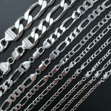 Cadena o Pulsera Figaro de Plata Esterlina 925 Sólida 2.5-15mm Hecha en Italia picture