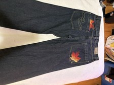 COOGI Men’s Dark Wash Blue Denim Wide-Leg Jeans W40 L34 Embroidered picture