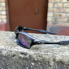 Vintage Oakley Splice Purple Sunglasses Gray Frame Gorpcore Style picture