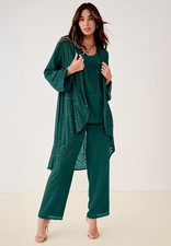 Roaman's Women's Plus Size Beaded Georgette Scoop Neck 3-Piece Pant Set - 40 W picture