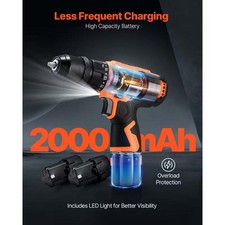 VEVOR Cordless Drill Driver 1/2-inch/ 3/8-inch Metal Chuck Brushless picture