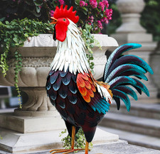 Metal Rooster Decor, Outdoor Chicken Statue for Garden, Patio, Lawn & Kitchen picture