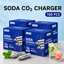 100 PCS Soda Siphon Seltzer Chargers 8g CO2 Cartridge GreatWhip Fizzy Water picture