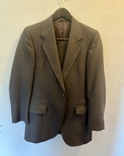 Vintage 70s Brown Pinstripe 2 Piece Suit Wide Lapel Mens 29 Waist picture