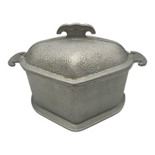 Guardian Service Ware Vintage Triangle Pot Heart Shape With Metal Lid 1940s picture