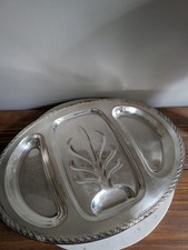 Vintage Spring Flower Wm Rogers & Son 2057 Silverplate Divided Serving Tray 21” picture