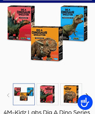 4M KidzLabs Dig A Dino Dinosaur Skeleton Excavation Kit set of 3 picture